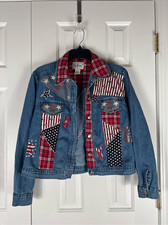 Tantrums Womens Fourth Of July Patriot Jean Jacket Stars N Stripes Small
