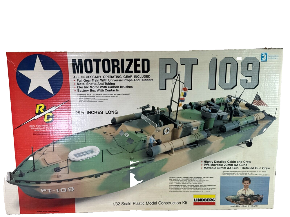 Lindberg Motorized PT-109 Navy Torpedo Boat 1/32 Model Kit RC Military #B812
