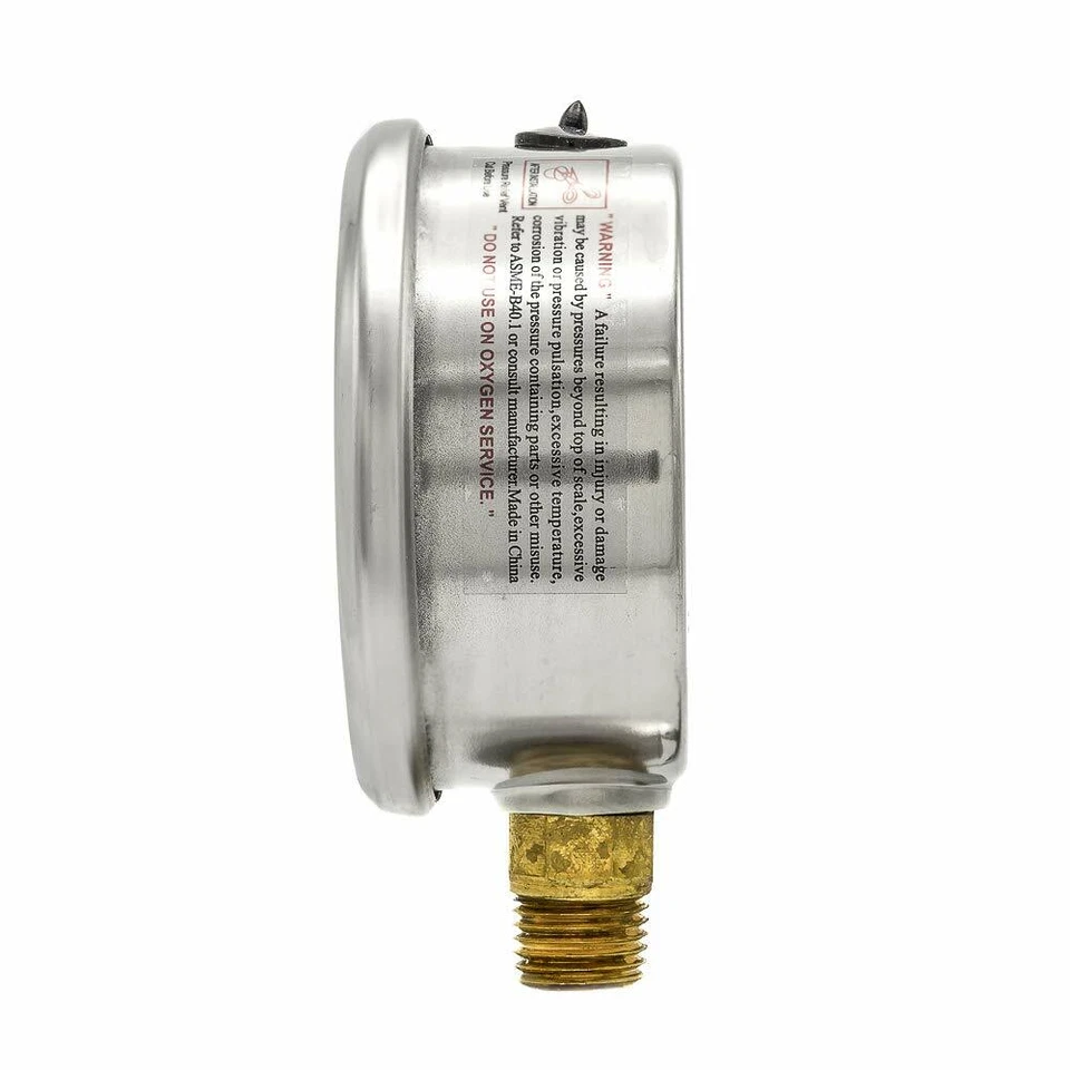 Stainless Steel Glycerin Filled 0-10000 PSI Gauge 2.5" Face 1/4 NPT Bottom Mount - Image 2 of 2