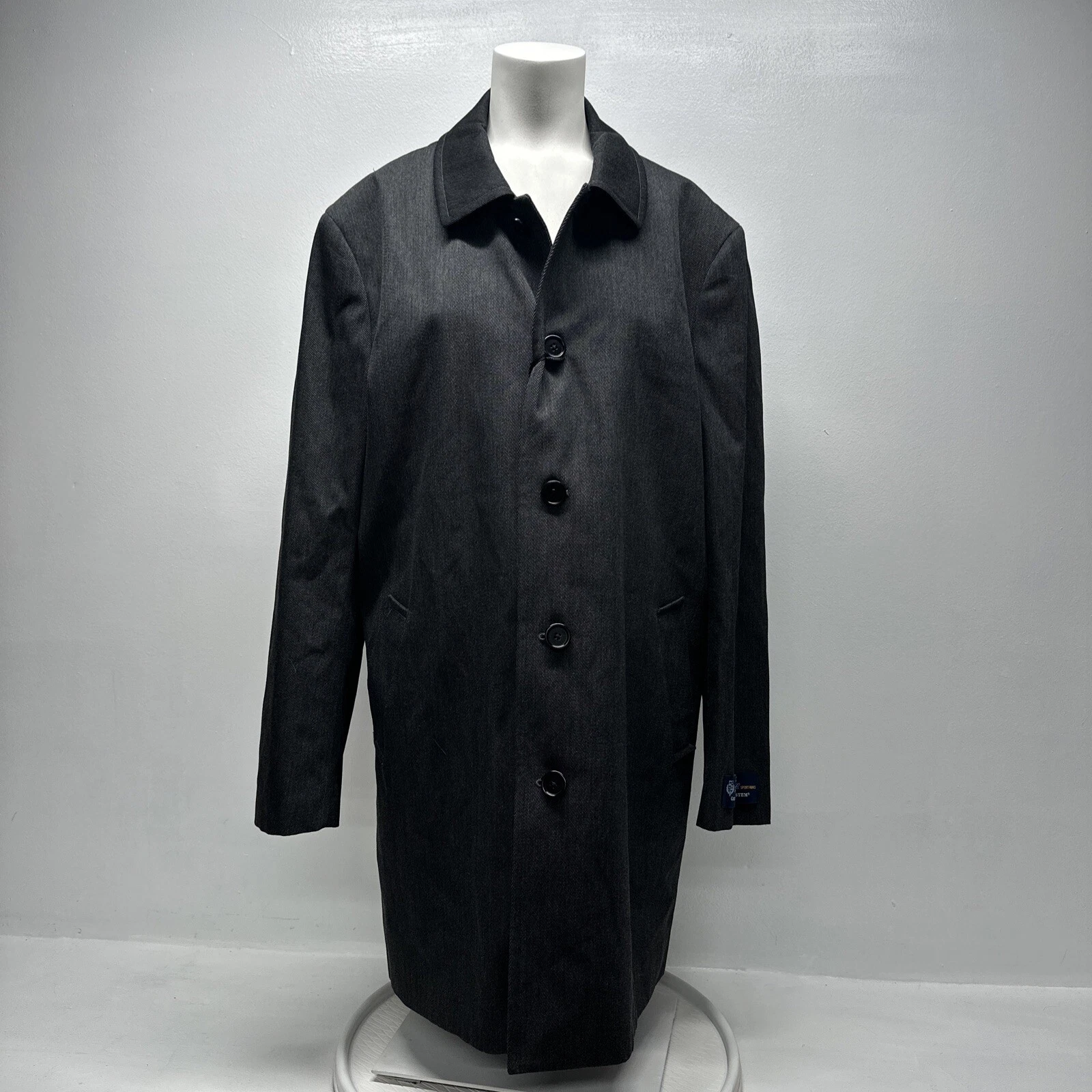 Tom James Rain Coat Jacket Loro Piana Storm System Wool Twill Grey New Mens 34R