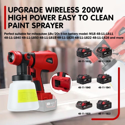Gen 5 Cordless High Pressure Spray Gun Paint Sprayer For Milwaukee 18V Battery - Picture 3 of 24