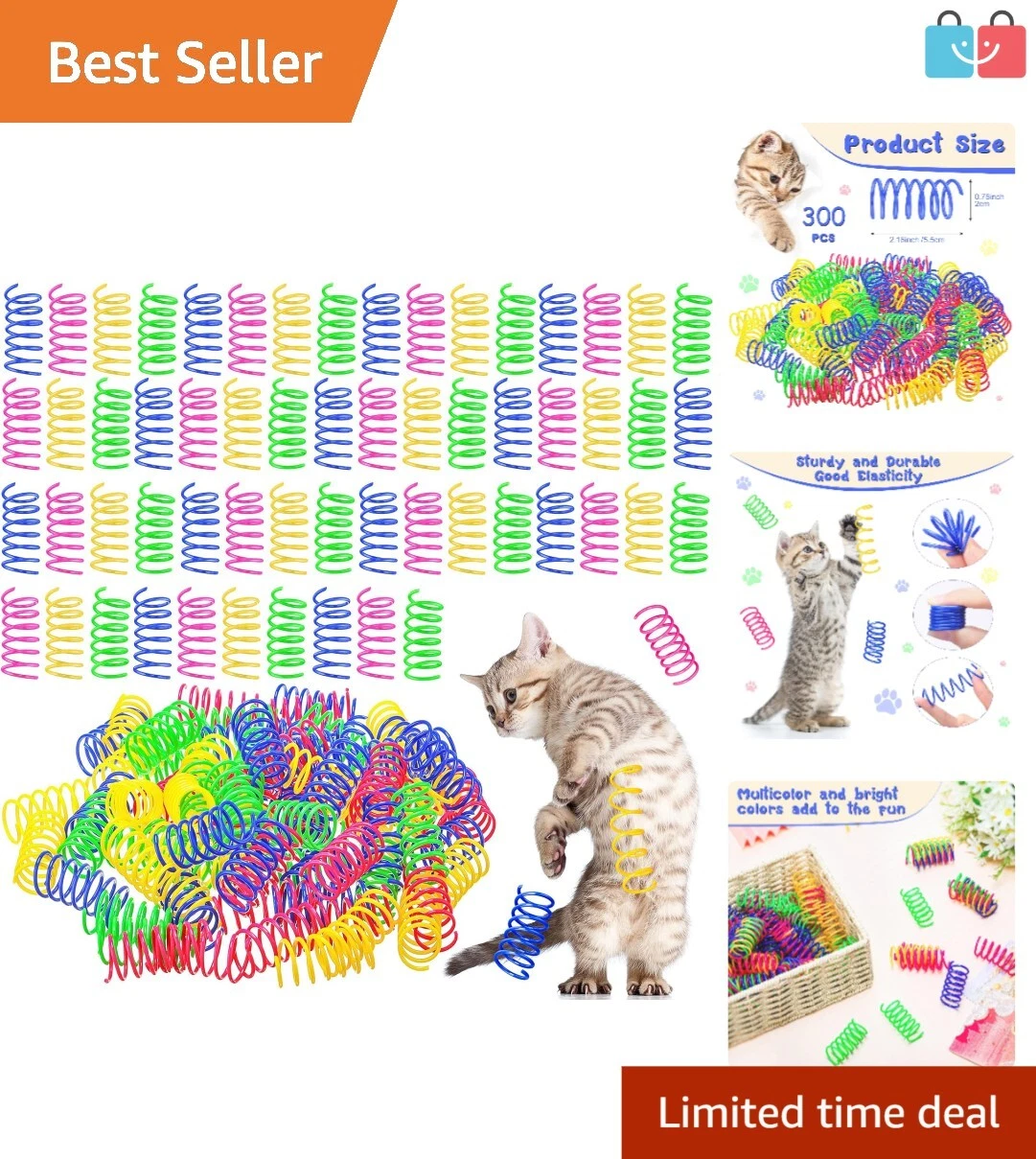 Bouncy 300-Piece Cat Spring Toy Set - Perfect for Energetic Indoor Play