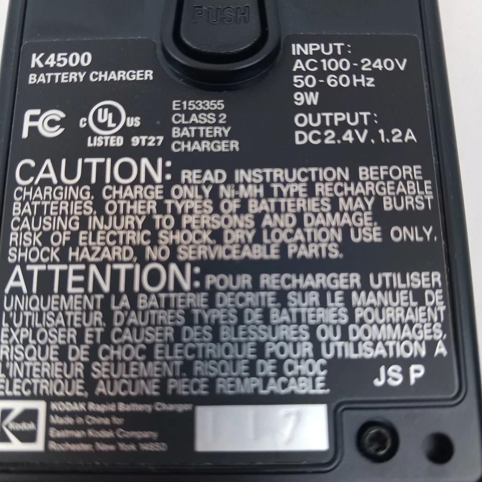 CARGADOR DE BATERÍA rápido Kodak Ni-MH cámara digital carga 2,5 horas K4500 probado Foto 4 de 4