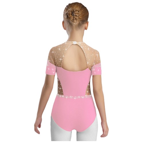 Kinder Mädchen Tanzkleidung Sportliche Bodysuit Rhythmisch Leotard Sheer Mesh - Bild 70 von 75