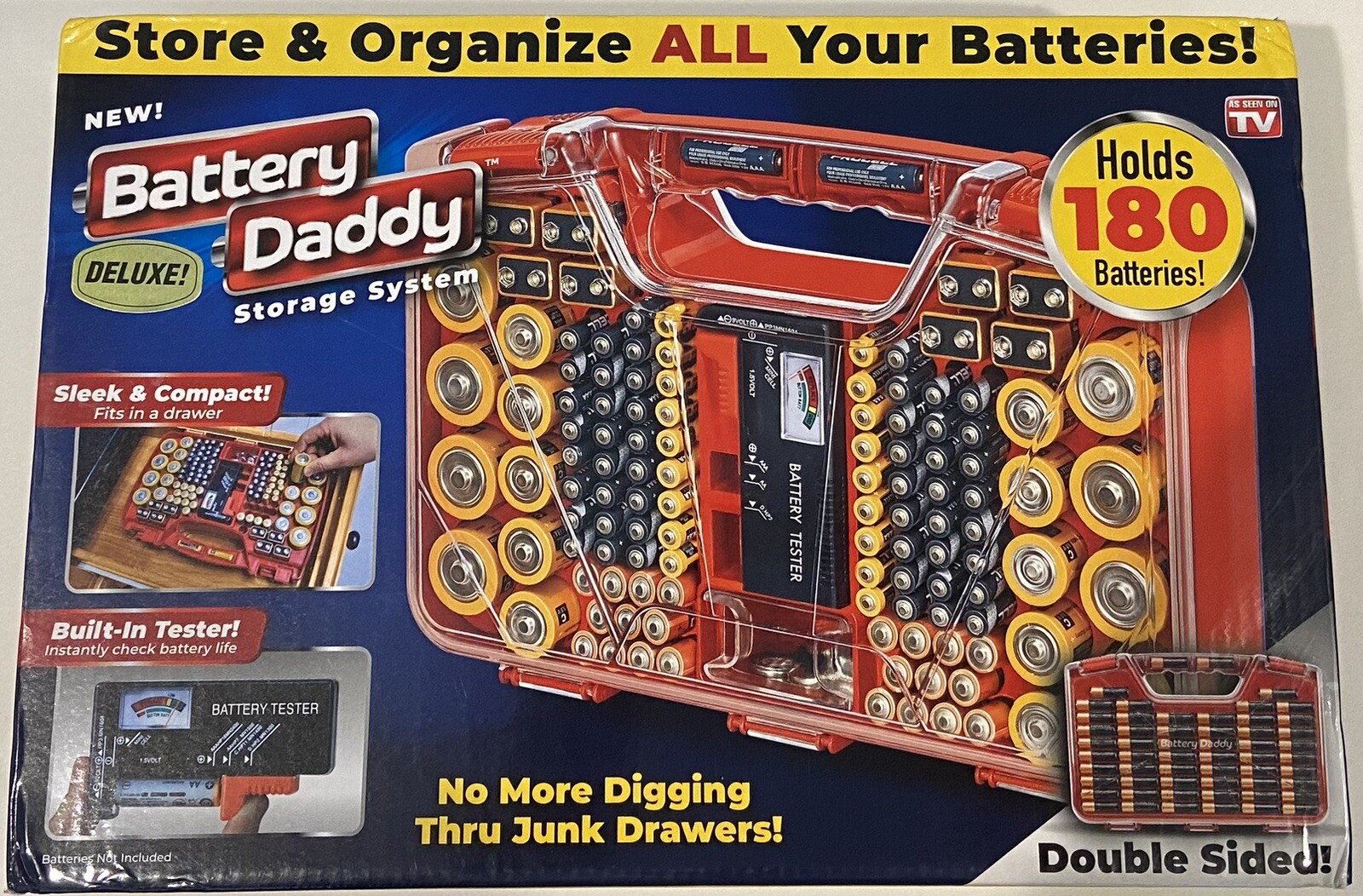 BATTERY DADDY DELUXE 180 Battery Organizer and Storage Case with Tester