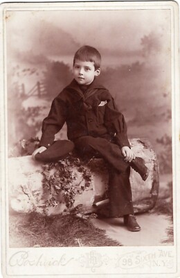 ADORABLE LITTLE BOY : DARK SAILOR STYLE SUIT : CABINET CARD