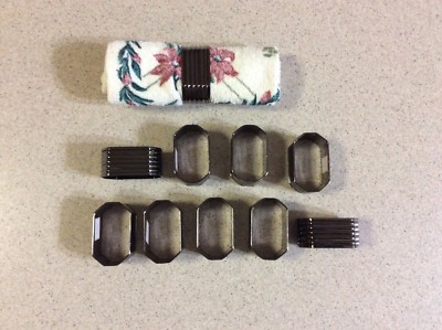 SET OF 10  AUKEY  OVAL SHAPED, BRONZ COLORED,  NAPKIN RINGS, HOLDERS