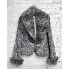 Et Dieu Crea La Femme Beautiful Grey Faux Fur Jacket Size 38 Uk 10