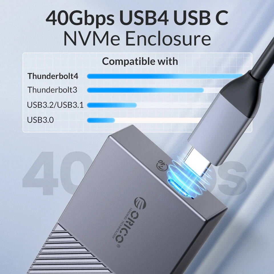 ORICP 40Gbps USB4 M.2 NVMe SSD Enclosure Case Compatible with Thunderbolt UASP - Image 3 of 4