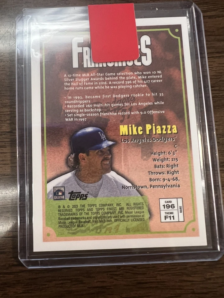 MIKE PIAZZA 2023 FINEST 1996 FLASHBACKS ULTRA RARE GOLD SP DODGERS #196 - Image 2 of 2
