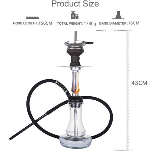 RMAN Shisha 43cm Wasserpfeife Legierung Hookah mit 1KG Kohle/100g Dampfsteine - Bild 3 von 8