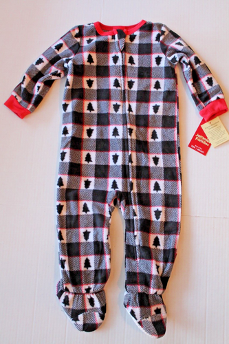 Jammies for Families schwarz karierter Einteiler Weihnachtsschläfer Baby 12 Monate NEU