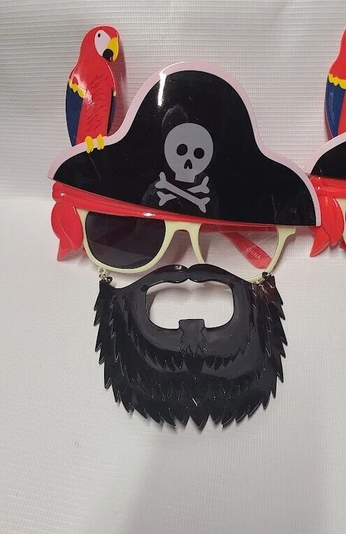 Set of 2 Sunstaches Pirate Beard Sunglasses, Skull & Crossbones, Parrot, Costume - Image 3 of 4