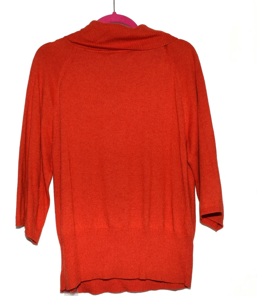 Suéter para mujer diseño vertical rojo capucha cuello cachemir lana mezcla algodón XL NUEVO CON ETIQUETAS Foto 3 de 4