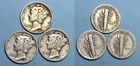 SILVER! SILVER! SILVER! 1936 PDS MERCURY DIMES LOT 3 #MX9-45