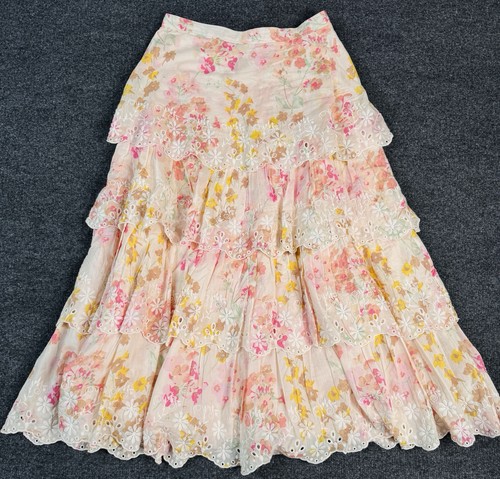 Lauren Ralph Lauren Damen rosa Blumen Stufen Boho Rock Größe 4 gebraucht, in einwandfreiem Zustand - Bild 1 von 19