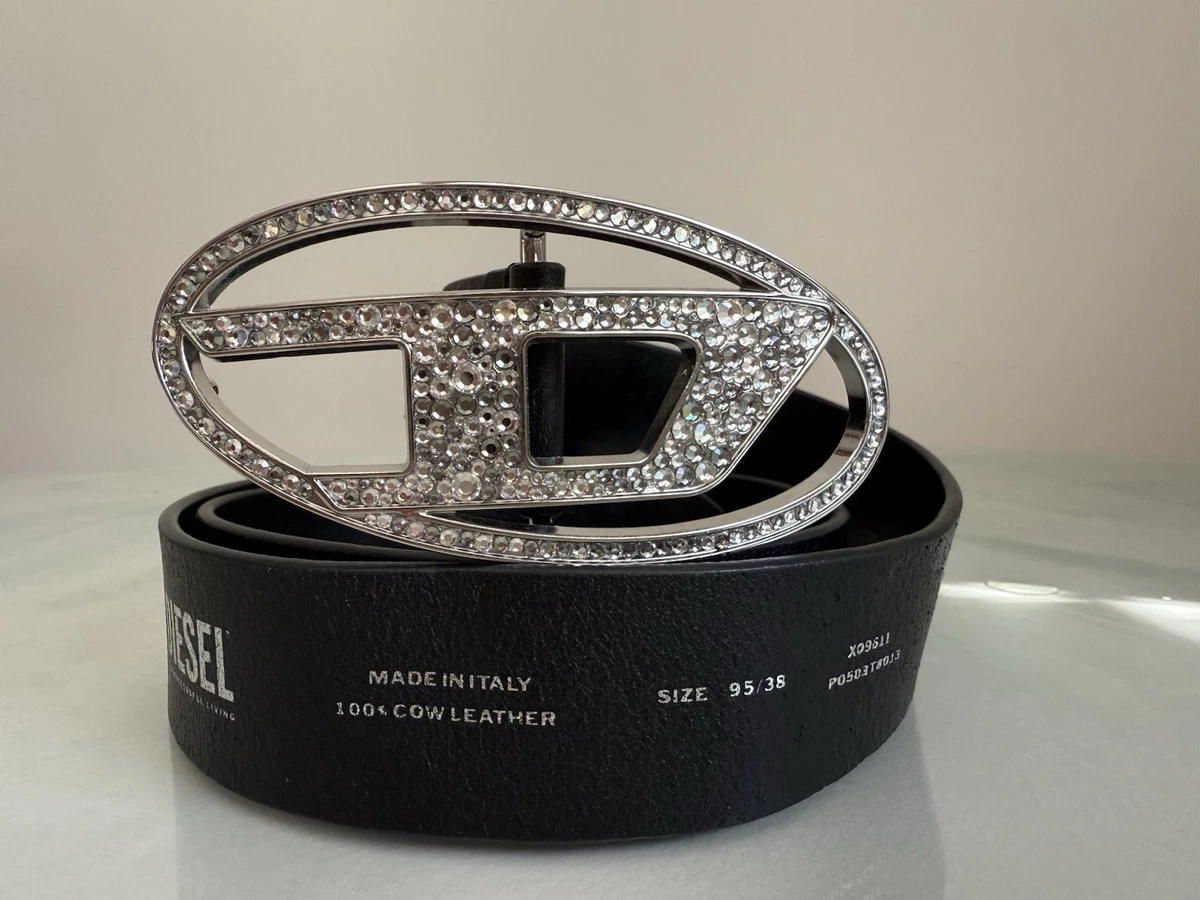 Diesel Black Leather Belt Silve Round Metal Buckle Made in Italy Size 70 Diesel Real / Genuine Leather Italian Black Wide Metal  main image 3