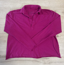 FRANK & EILEEN Jersey Patrick Popover Henley Knit Top Relaxed Small Pink Cotton