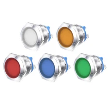 5pcs 19mm 3/4" Metal Indicator Light Waterproof IP67 12V AC/DC Multicolored
