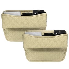2pcs Car Seat Gap Filler 11.5"x2.1" Car Organizer Storage Box Beige