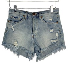 Blanknyc 26 Womens High Rise Distressed Denim Shorts Festival Beach