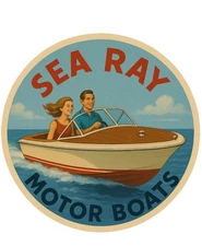 Hi Gloss Sea Ray Motor Boats Vintage  Style Metal Sign