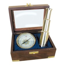 Marine-Set en Bois /Laiton/ Verre 15 CM Sea-Club