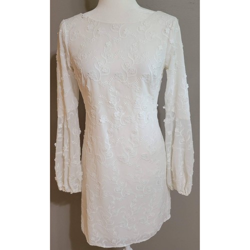 Dress The Population White Floral Applique Mini Dress