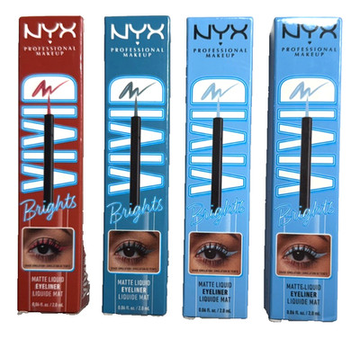 NYX Brights Matte Liquid Eyeliner ON RED / CYAN SIMP / 2 BLUE THANG Variety Pack