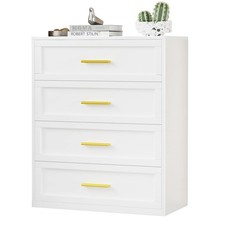 Metal Dresser for Bedroom White 4 Drawer Closet Dresser Storage