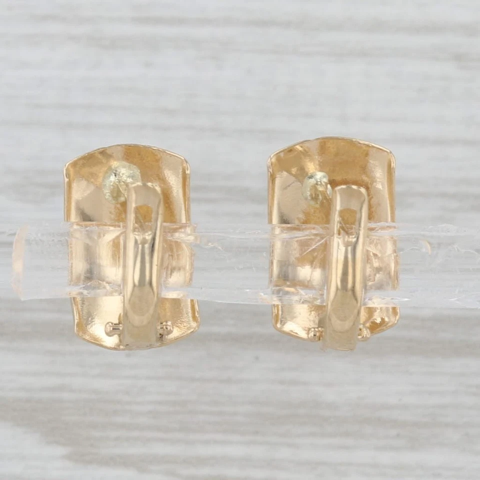 Small Textured Drop Earrings 18k Yellow Gold Snap Top Lever Backs - Image 3 of 4