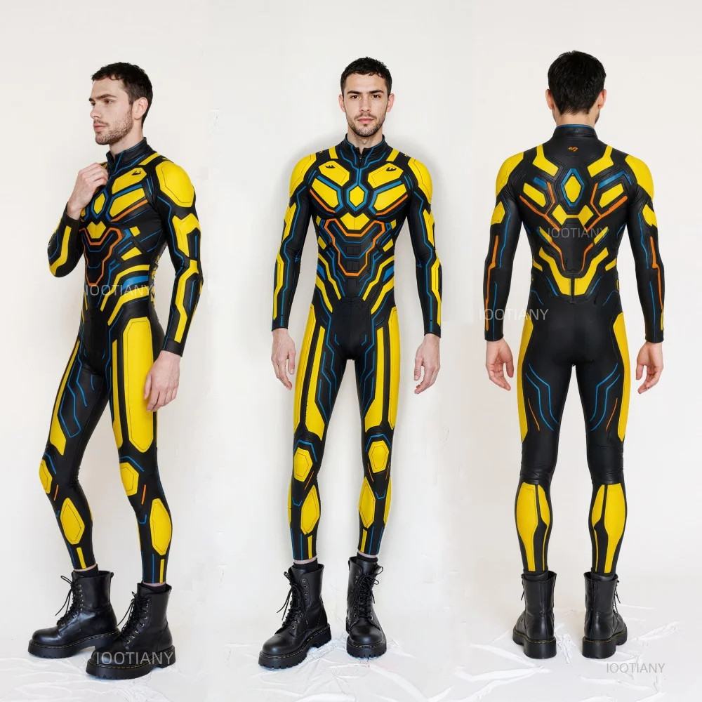 Hombre Armadura Amarilla Robot Cyber Body Steampunk Disfraz Fiesta de Halloween