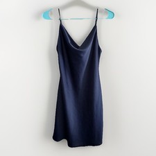 Anthropologie Cowl Neck Mini Slip Dress Women's Medium Blue Cocktail Event Date