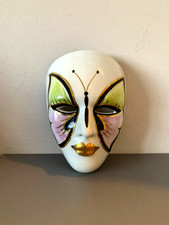 Venetian-style ceramic wall mask, hand painted, Butterfly design