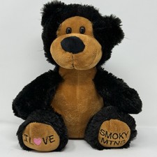 Souvenirs of Smokies Sitting Black Teddy Bear Plush I Love Smoky Mountains