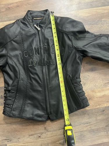Icon Padded Leather Motorcycle Jacket Size S/M - Picture 4 of 5