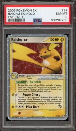 Pokemon Raichu ex EX Emerald Ultra Rare #97 PSA 8
