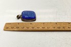 Vintage Sterling Silver 925 Blue Dichroic Glass Square Pendant 22.7g — photo 6