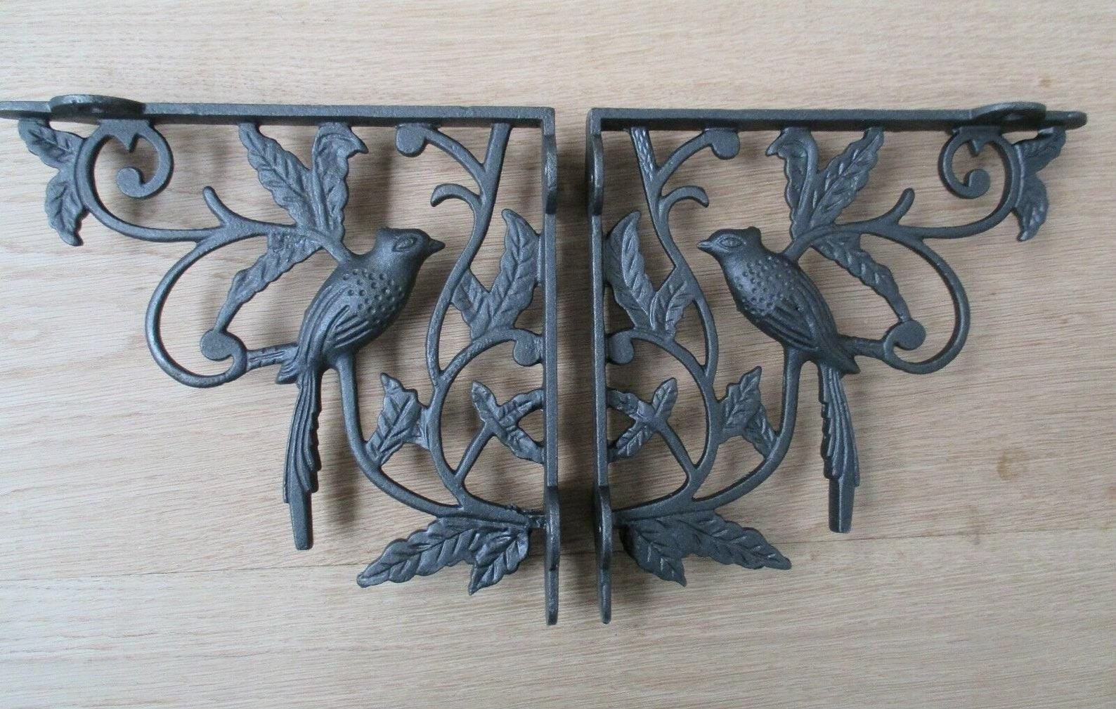 Rustic iron shelf brackets shelving vintage old style fancy decorative shelving