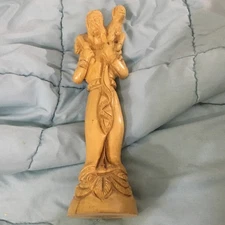 Vtg Carved Wooden Statue of Jesus Christ as the Good Shepherd w/ Lamb Sheep