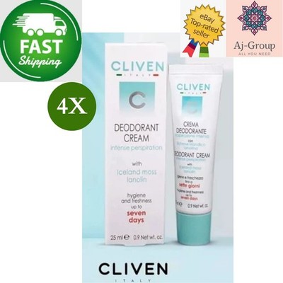 4 X Cliven 7 Tage Deocreme für intensiven Schweiß, 25 ml SCHNELLER VERSAND 