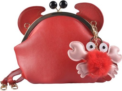 QZUnique Crab Shape Handbag Novelty Animal Shaped Purse One Size, A-crab-red