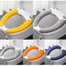 1 Pair Warm Toilet Seat Cover Pad Soft Washable Cushion Bathroom Seat Cover