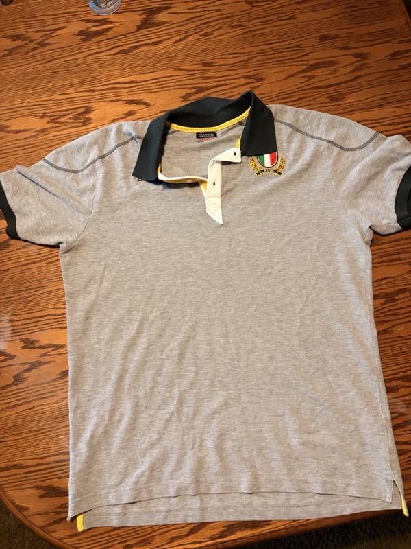 Kappa Italy Soccer Polo Shirt Gray Black White Yellow Size XXL