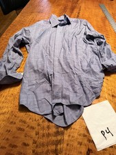 David Donahue Dress Shirt Men 16.5 -34/35 Blue Micro Check Button Up Trim Fit P4