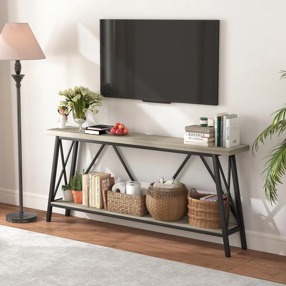 Mesas consola extra largas de madera de 71 pulgadas para entrada moderna granja decoración del hogar Foto 2 de 4