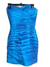 Coquette Vintage Dress Strapless Blue Sz 6 Pleated Fairycore Prom