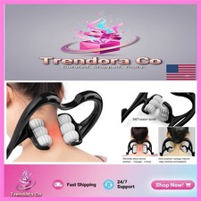 Portable Deep Tissue Neck Massager with 6 Roller Balls for Pain Relief - Black