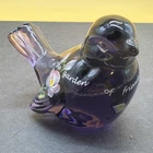 FENTON PURPLE GLASS BIRD IN THE GARDEN OF FRIENDSHIP YOU ARE A ROSE-SIGNED TJ