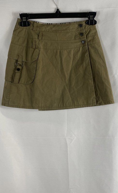 Burberry Girls' Green Cargo Wrap Skirt Kilt Nova Check Waistband Size 10